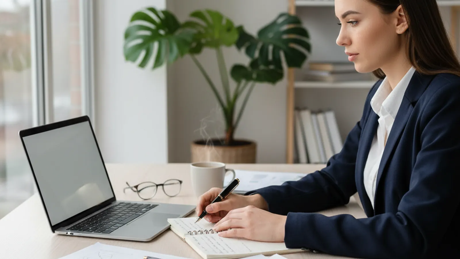Candidate weighing consulting career benefits and tradeoffs in a notebook
