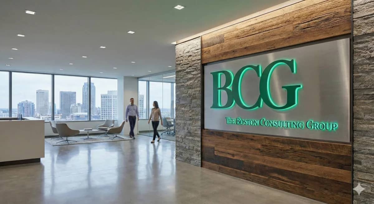 BCG Growing Future Leaders program guide showing a sophomore preparing a consulting internship application