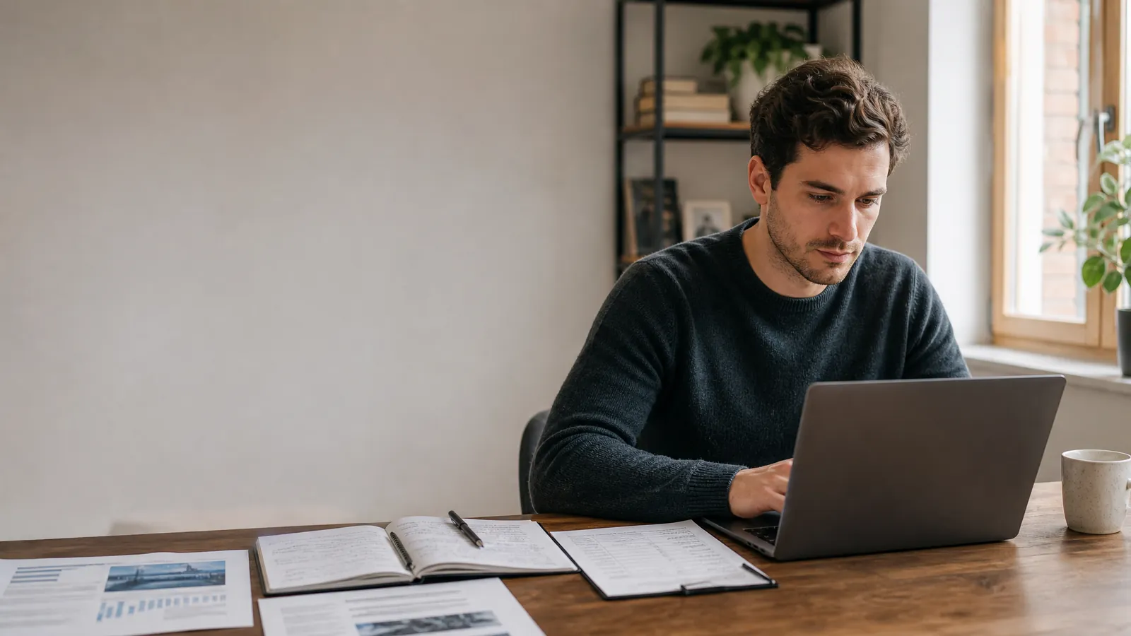 Consulting candidate drafting networking emails with contact notes and follow-up tracker