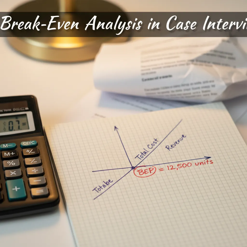 Break-even analysis chart showing fixed costs, variable costs, and the break-even point
