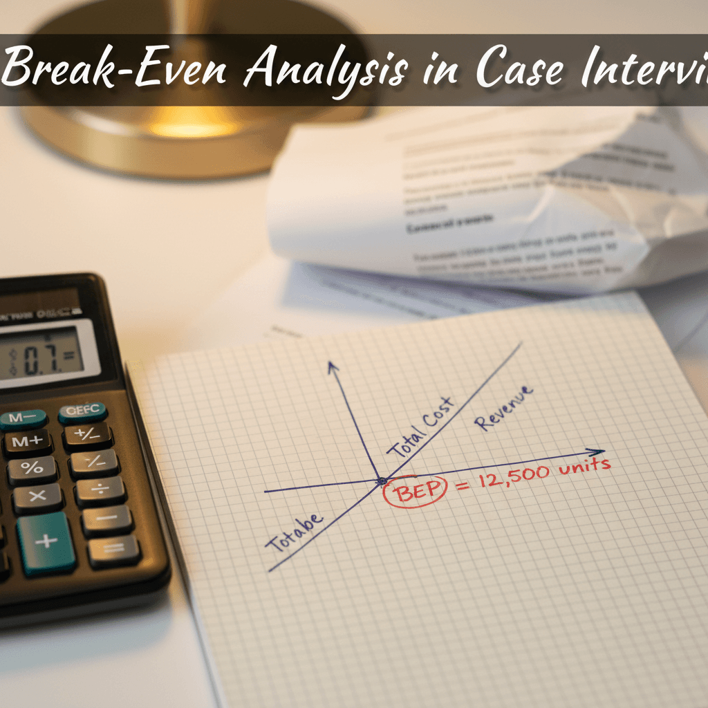 Break-even analysis chart showing fixed costs, variable costs, and the break-even point