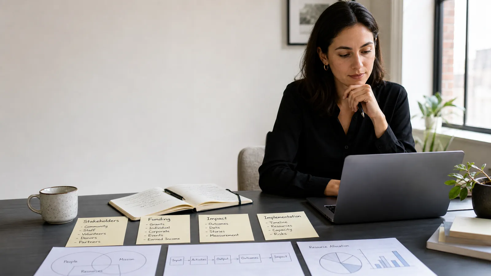 Consulting candidate preparing for a Bridgespan nonprofit consulting case with social impact strategy notes