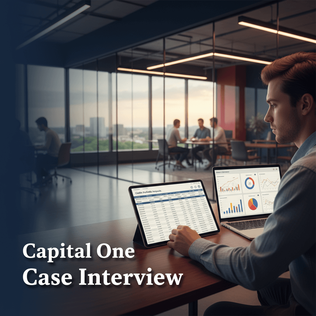 Capital One case interview preparation guide — quantitative case format, Power Day, and worked examples