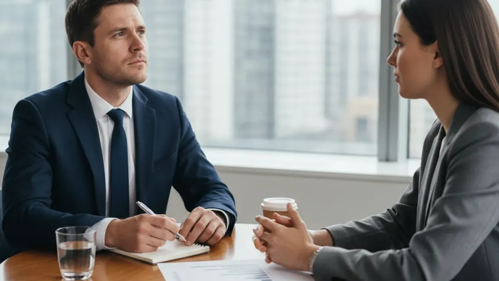 Candidate pausing before a case interview to clarify the client objective