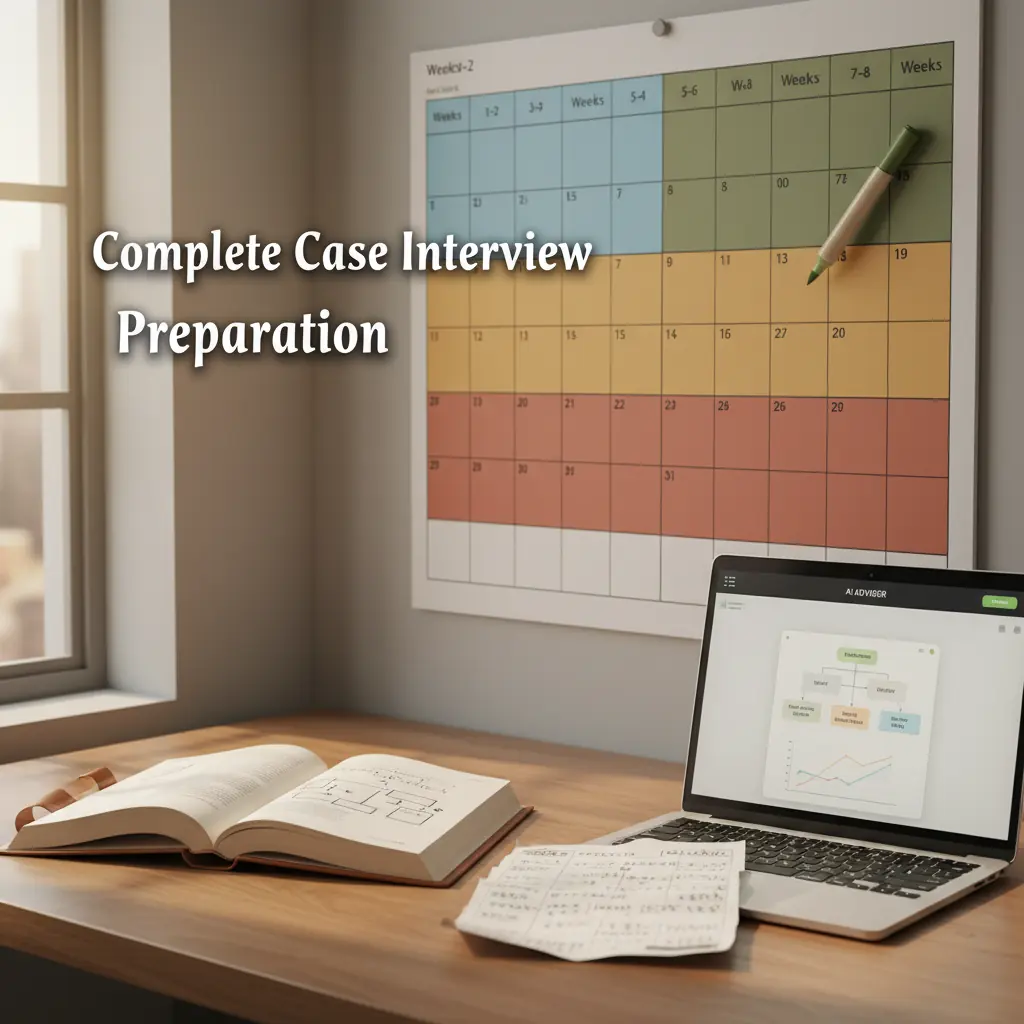 Candidate working through a pharma drug-launch case in an IQVIA interview prep guide