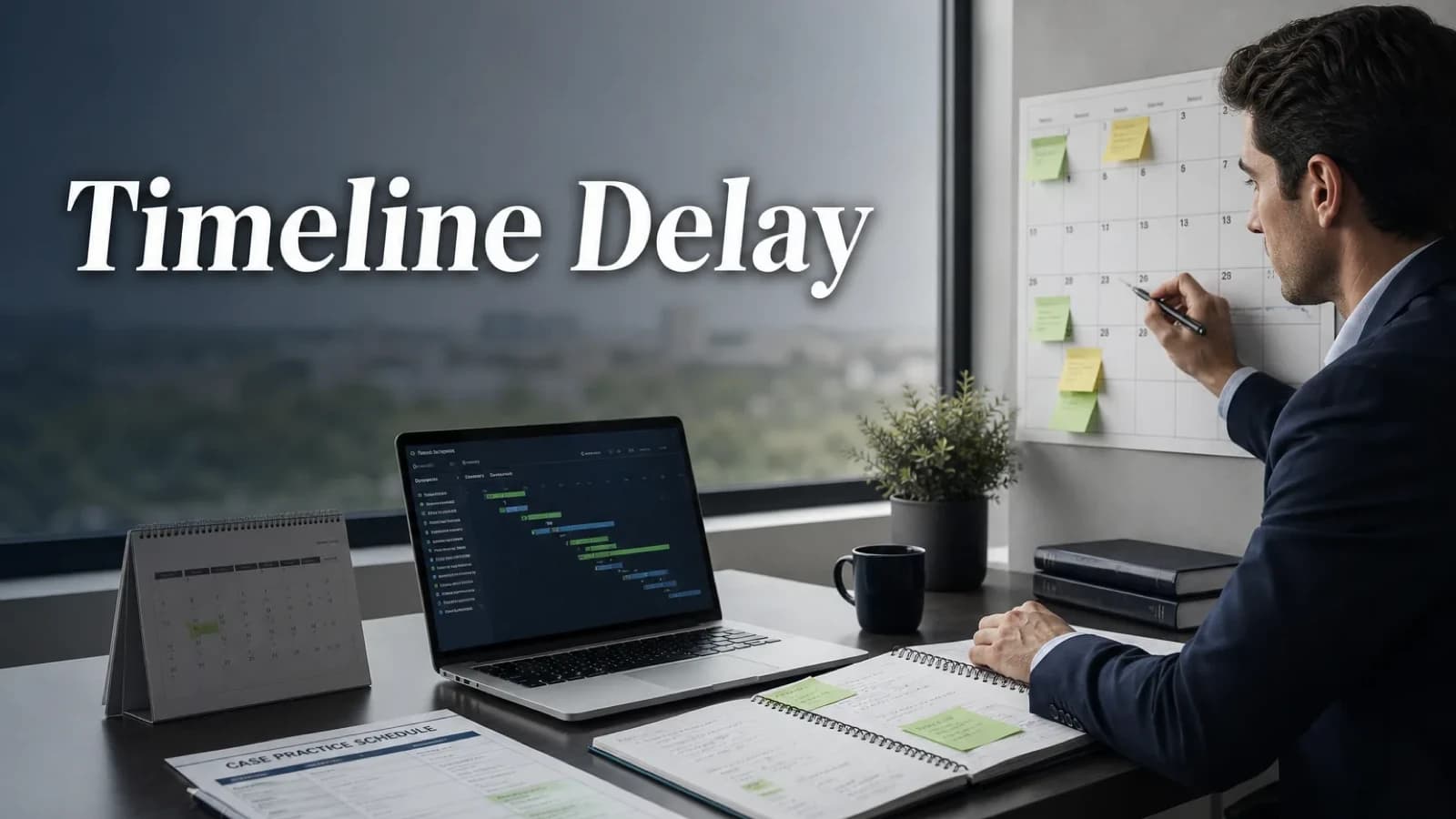 Consulting candidate organizing recruiting deadlines and case interview practice during a timeline delay
