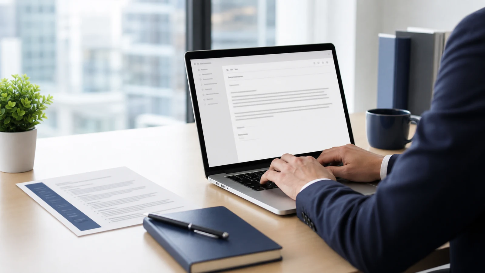 Consulting candidate preparing for follow up interview email with structured notes