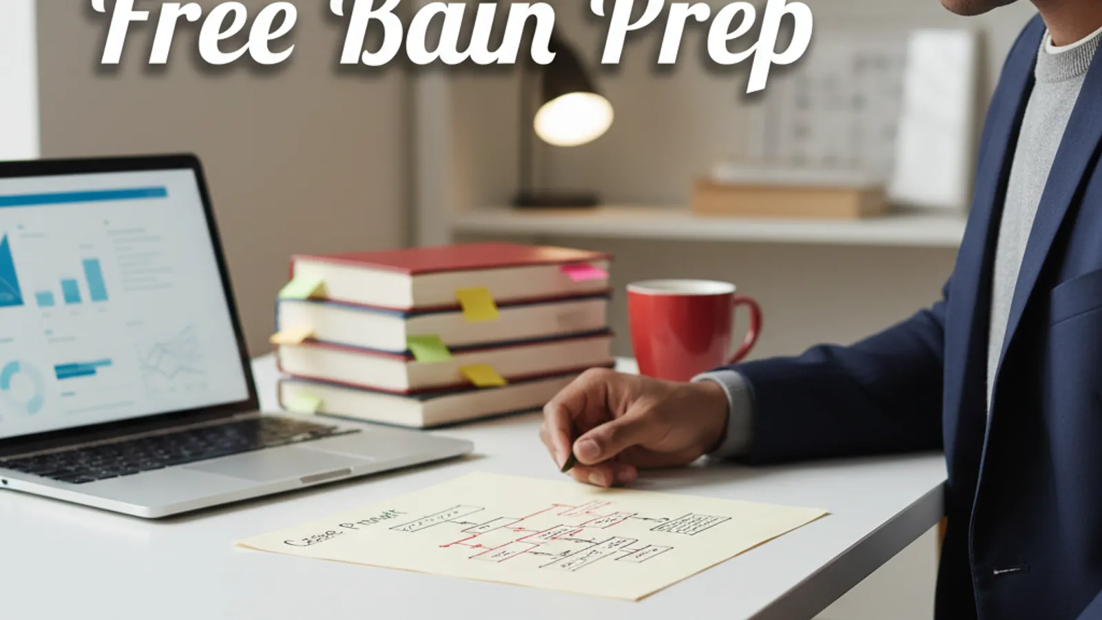 Cover image for Free Bain Interview Prep Tools and Resources, candidate preparing for Bain interview with case materials.
