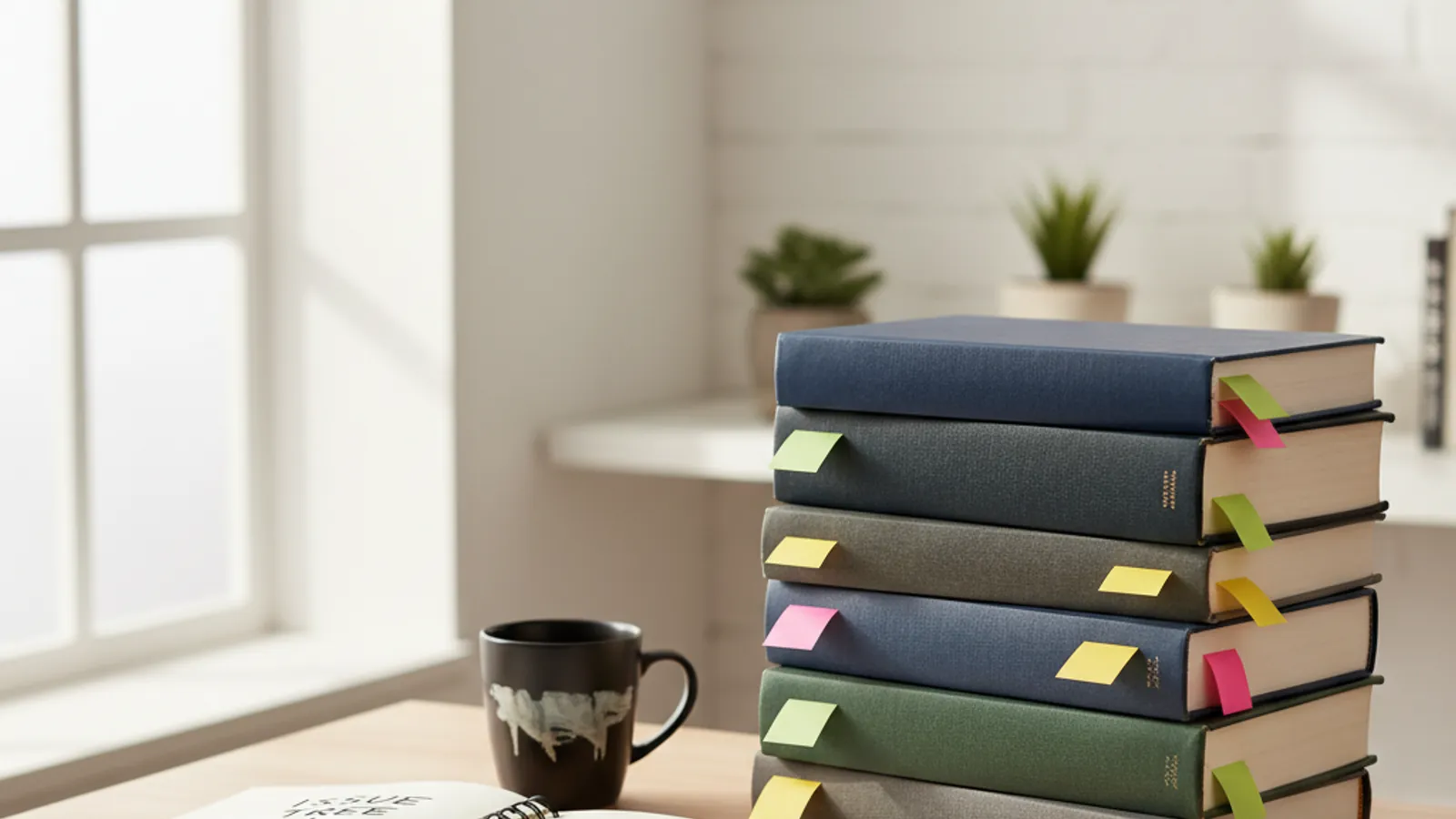 Consulting candidate using an INSEAD-style case book with notes, issue tree, and laptop