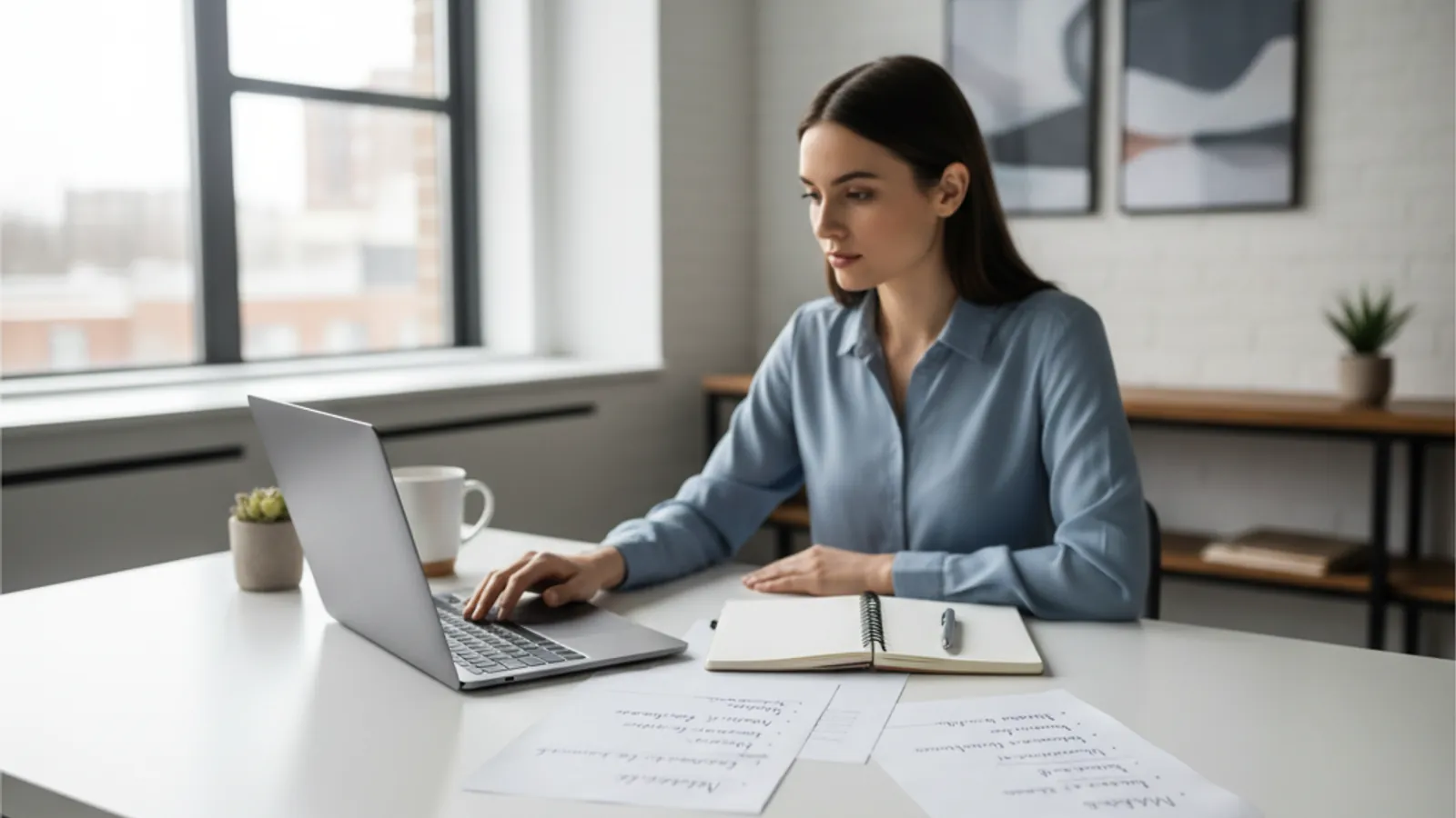 Candidate comparing consulting career fit criteria and tradeoffs in a notebook