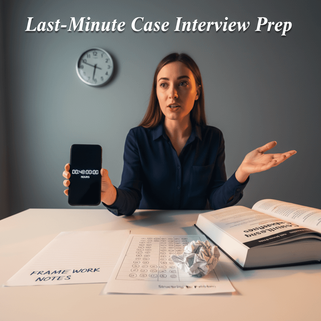 48-hour countdown clock with case interview prep checklist