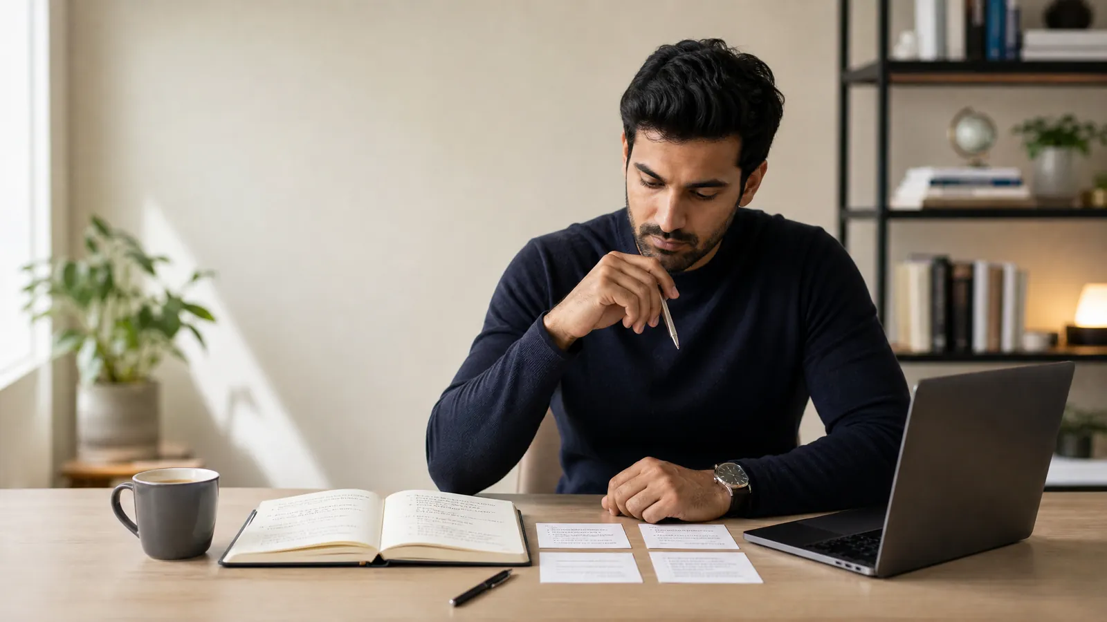 Consulting candidate preparing structured leadership stories for a behavioral interview