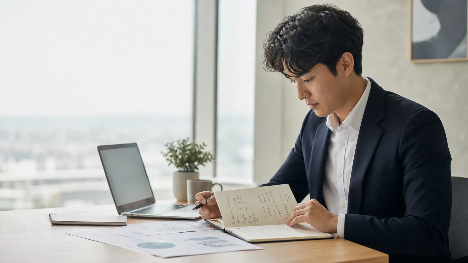 Consulting candidate preparing for pwc consulting salary with structured notes