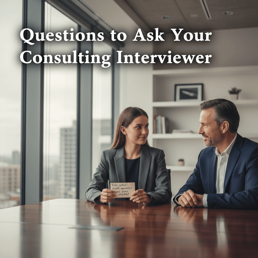 Consulting candidate reviewing a notecard of prepared questions before a McKinsey or BCG interview
