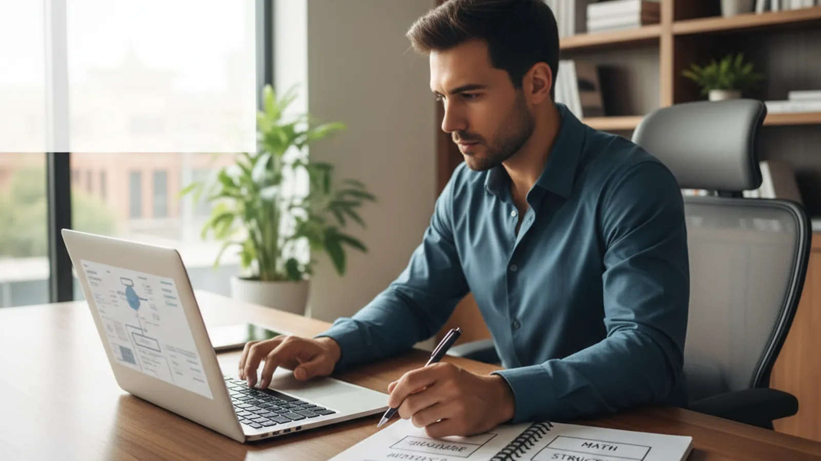 Candidate practicing case interview skills using Road to Offer's drill engine on a laptop, with the six drill types visible.