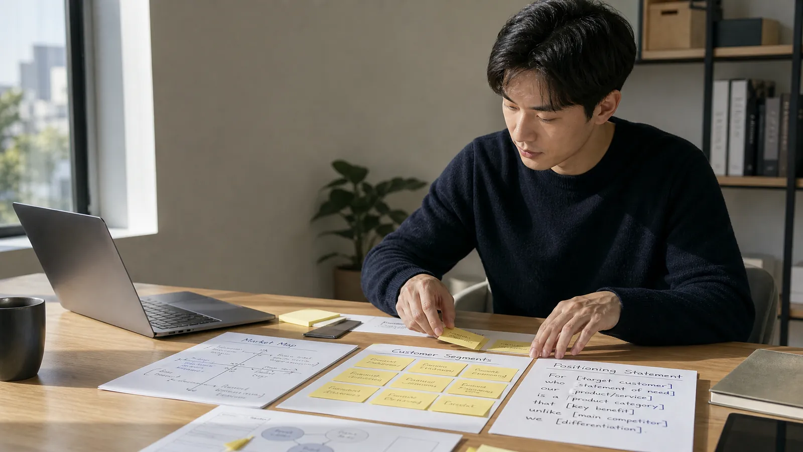 Consulting candidate mapping customer segments and positioning strategy for a case interview