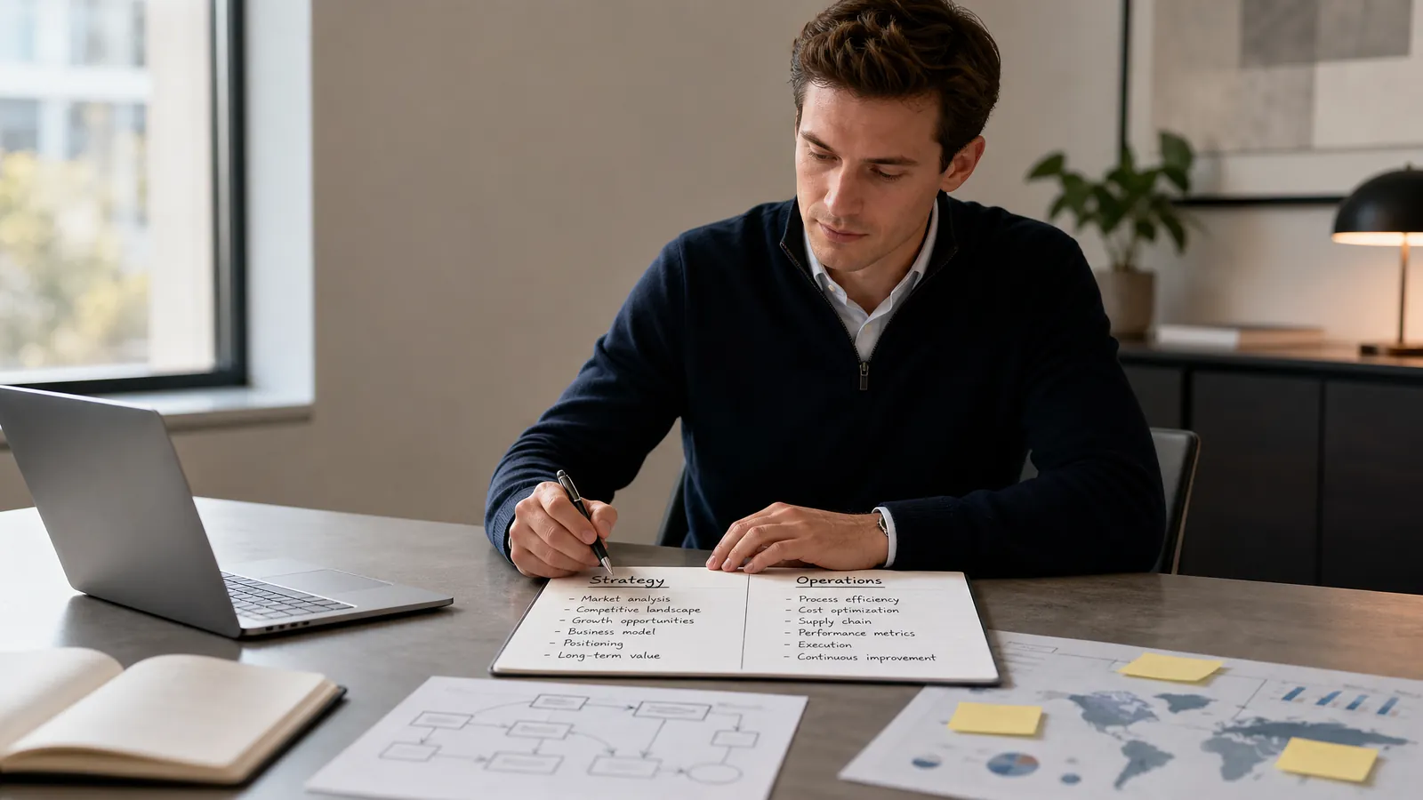 Consulting candidate comparing strategy consulting and operations consulting notes