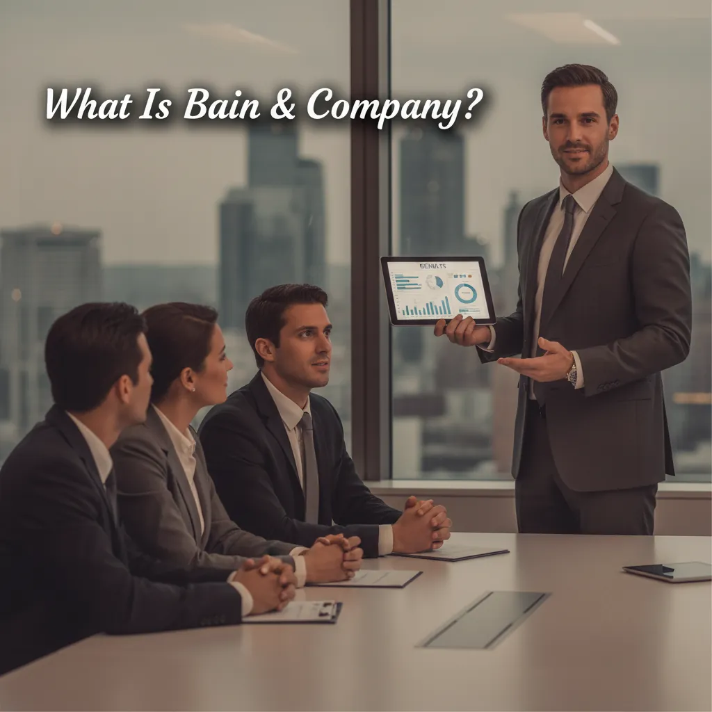 Bain consultant presenting a results scorecard to a client team