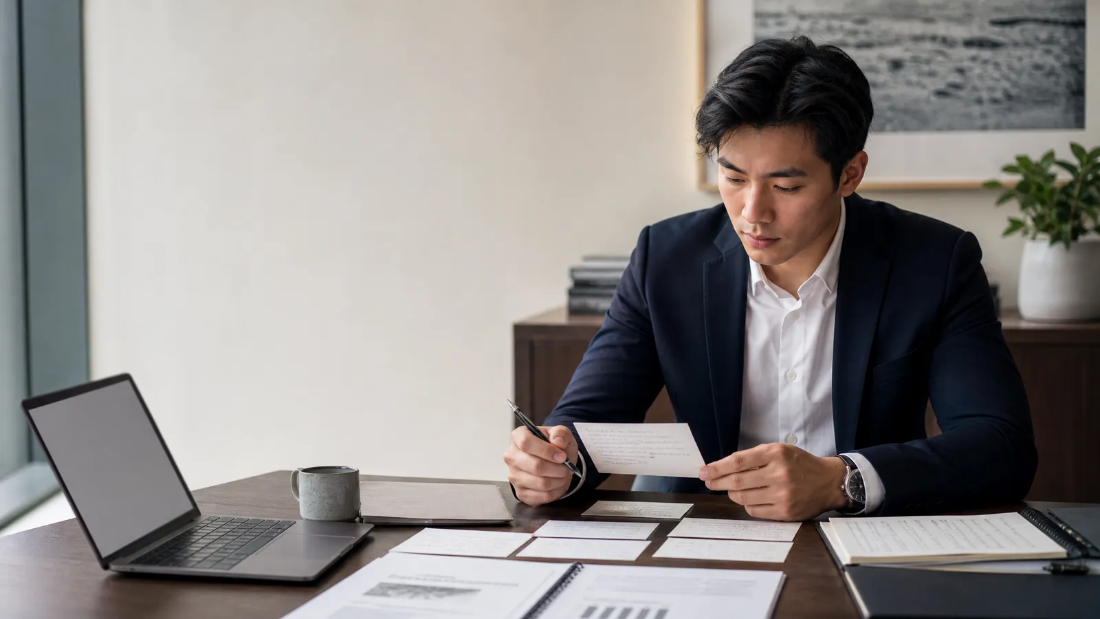 Consulting candidate preparing a Why Oliver Wyman fit interview answer with structured firm research notes