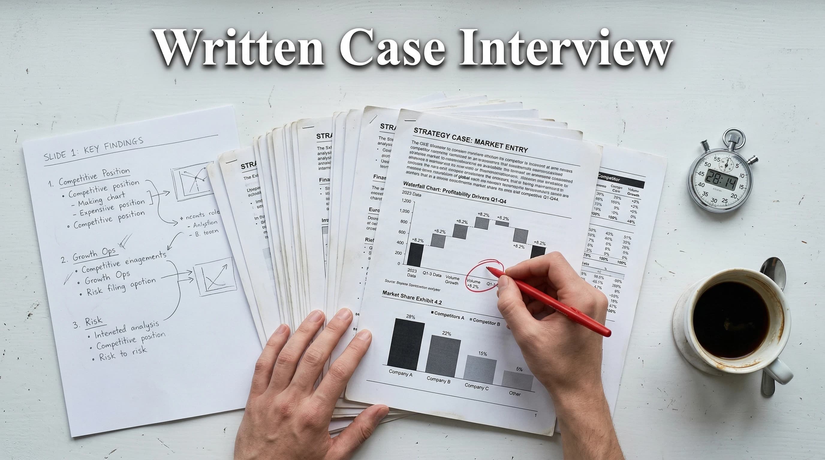 Cover image for Written Case Interview: BCG and Bain Format, Slide Structure, and Full Walkthrough (2026)